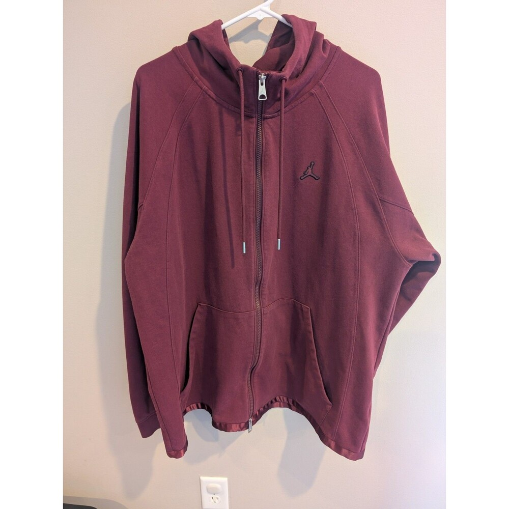 Nike Air Jordan XXL 2xl Sweater Mens Burgundy Jumpman Full Zip Hoodie Sport Logo